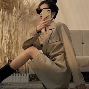 NWT Zara Faux Leather Wrap Dress Medium 🤎 Chic • Date Night • Statement Piece